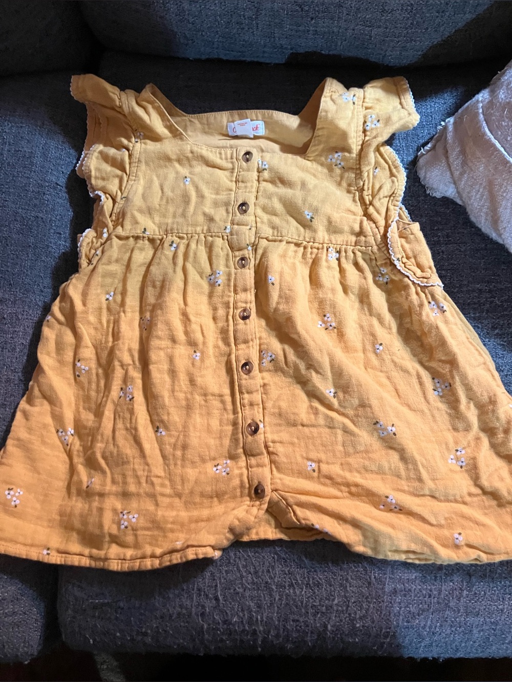 Girls Yellow Button-Front Floral shirt